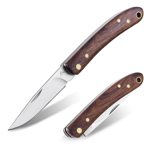 FLISSA Taschenmesser Klappmesser mit edlem Holzgriff, Outdoor...