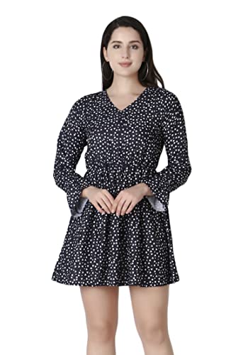 Image of Leriya Fashion Women's Rayon Shot Sleeve A-Line Knee-Length & Western Dresses for Women or Girls