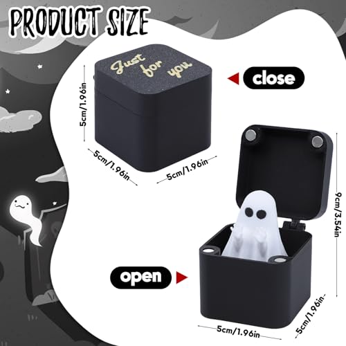 Halloween Frightened Ghost in a Box Funny Halloween Creative Ghost 3D Printing Tabletop Ornament Prank Box with Little Ghost Mini Surprise Novelty Funny Gifts for Halloween - Image 2