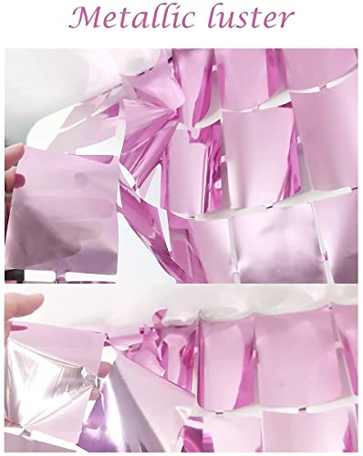 Image of AMFIN (Pack of 2) Square Foil Curtains for Birthday Decoration Photo Booth Props Backdrop Baby Shower Bachelorette Party Decoration - Pink