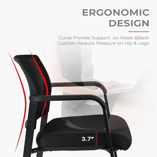 Image of CLATINA Rolling Conference Chairs, 2 Pack Stackable Chairs with Wheels and Paddle, Ergonomic Mesh Back and Arms for Meeting, Conference, Training Room & Home Office (Black)