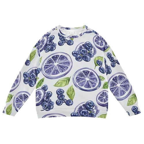 JUNZAN Art Bilberry Fruit Silver Big Girls Sweatshirt Hoodie Crewneck Fall Tops Shirts Athletic 4T