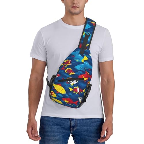 Mochila bandolera estampado tiburón unisex para viajes miniatura 7