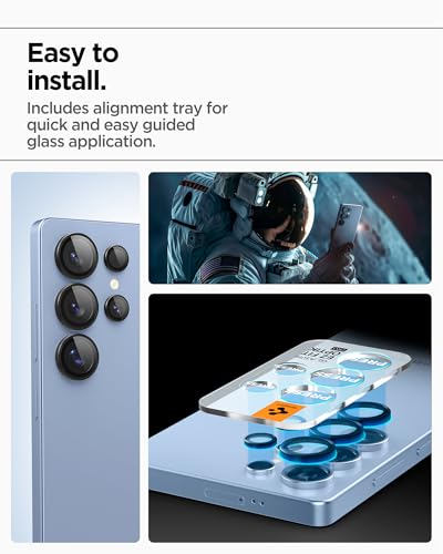 Spigen Glas.tR EZ Fit Optik Pro Tempered Glass Camera Lens Protector for Samsung Galaxy S25 Ultra, 2 Pack, Black, Individual Lens Protection, Anti-Scratch, 9H Hardness
