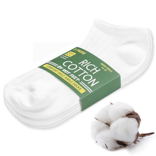 HOT FEET Men Thin Cotton No Show Summer Socks - 5 Pack Low Cut Moisture Wicking Lightweight Socks, Light Ankle Footie