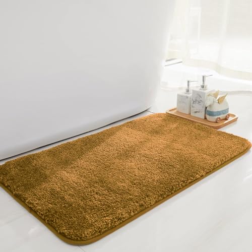 Amazon Brand - Umi Newman Microfibre Rectangular Bathmat for Bathroom | Anti Slip & Anti Skid Bath Mat | Super Absorbent Quick Dry Mats | Soft Doormat (45x75 cm Gold)