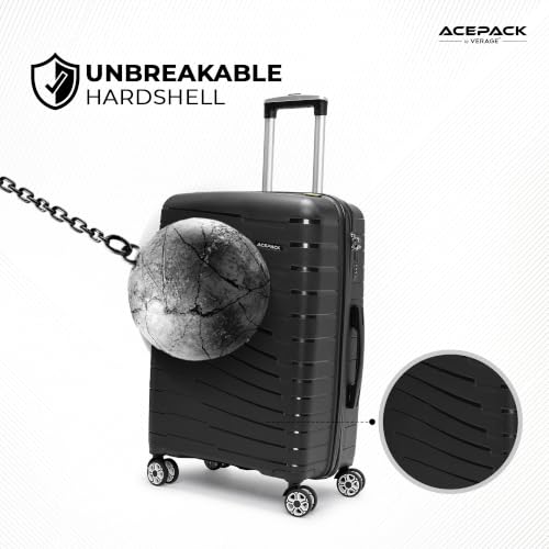 Image of ACEPACK by Verage - STARLINK Unbreakable Hard Side Polypropylene Luggage Set of 2 (Cabin 41L + Medium 74L) | Lightweight Suitcase Set with 360 Silent Spinner Wheels, Number Lock & Telescopic Handle