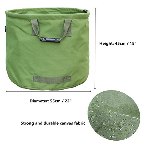 Leaf Bag Garden Lawn Yard Waste Tarp Container Gardening Tote Trash Reusable Heavy Duty Canvas Fabric (Bag Green)