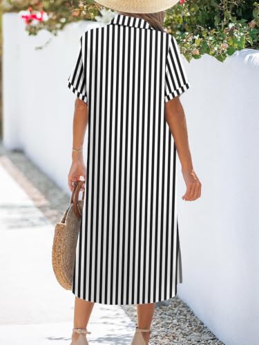 Image of Zeagoo Women Dresses Summer Casual Short Sleeve Button Down Shirt Dresses 2026 Beach Cover Up with Pockets