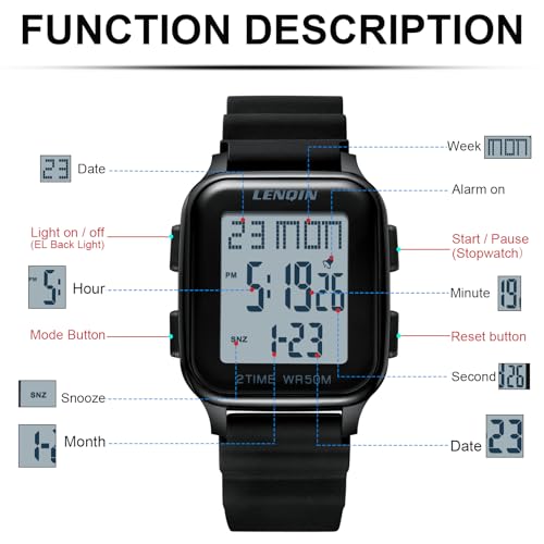 LN LENQIN Mens Digital Watch Sports Waterproof Digital Watches Men by LN LENQIN - Used condition - Image 6