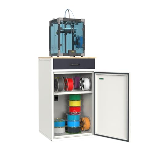RJOKMT 180L 3D Printer Filament Storage Cabinet with Dehumidifier | Industrial Sealed Dehumidifying Cabinet Holds 40 Rolls -Compatible with Nylon/PLA/ABS/TPU(White)