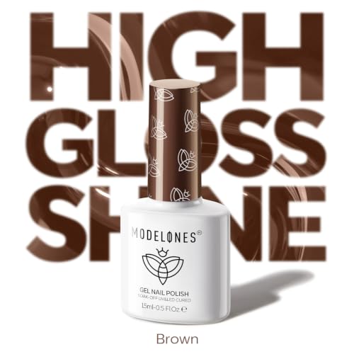 Image of modelones Brown Gel Nail Polish 15ML, Hema Free Pastel Soak-Off UV Fall Gel Polish - 28+Days Long-Lasting Nail Art DIY Manicure Kit Home Salon Women Gifts