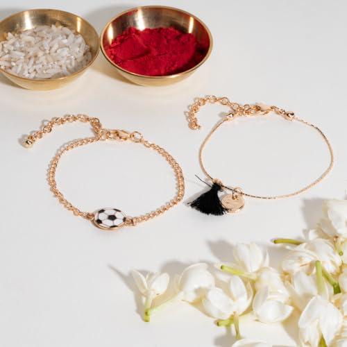 Image of Salty Rakhi for Brother & Bhaiya Bhabhi | Wrist Band Gift Pack for Sister, Bro, Bhaiya and Bhabhi | Bracelet for Men, Women | Fancy Jewellery Combo Gifts | Gift for Rakshabandhan | Traditional Rakhi Gift