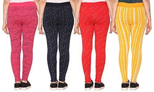 Image of SHAUN Women Free Size (Waist Size-26-34 inch) Stretchable Jegging (Length 37-39 inch Pack of 4)