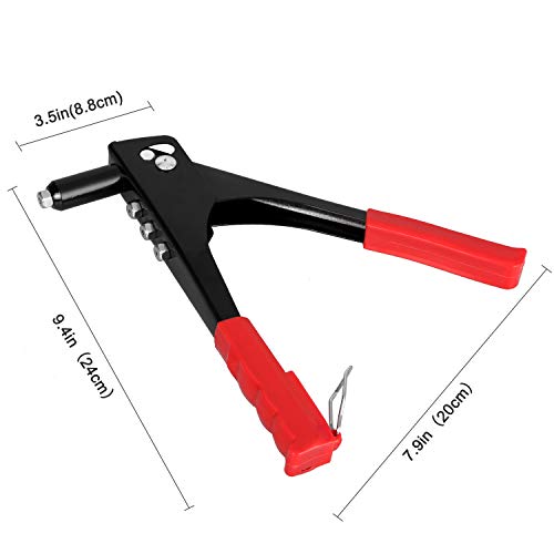 Rivet Tool Kit, Professional Pop Riveter with 4 Nozzle Adaptors, 4-in-1 Hand Rivet Gun Set with 40-Piece Rivets Included