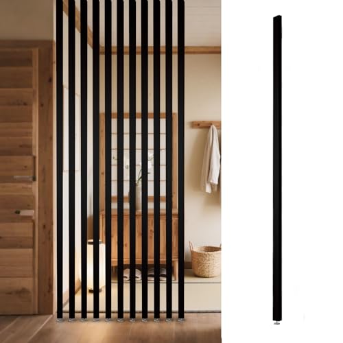 Room Divider Freestanding Wooden Partition - Floor to Ceiling Space Separator Panel for Restaurants, Offices, and Decor - Hollow Slats for Stairways and Porches