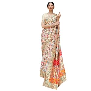 SGF11 Women’s Kanjivaram Lichi Silk Saree With Blouse Piece 6.3metres