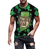 Briskorry St. Patrick's Day Herren T-Shirt Kurzarm Slim Fit Männer Bodybuilder Trainingsshirt Top Sport Shirt Sommer 3D gedrucktes Oberteil Casual Loose Mode Sweatshirt