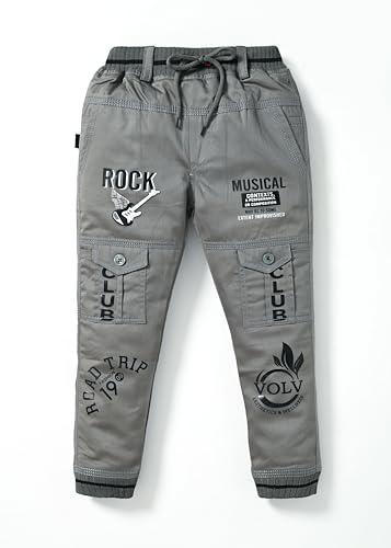Image of Stylish Printed Joggers with Pockets | Soft Comfortable Elastic Waist Lower | Casual Outdoor Wear Trousers for Daily Use |Pack of 1 Boys Premium Cotton Satin Jeans Cargo Track Pants for Kids 2-7 Years