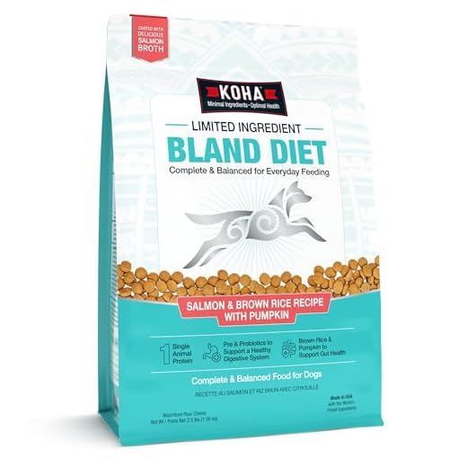 KOHA Limited Ingredient Bland Diet Dry Food for Dogs - Salmon & Brown Rice Recipe, Sensitive Stomach Dog Food with Pre & Probiotics - Pumpkin for Digestive Support, 3.5 lbs