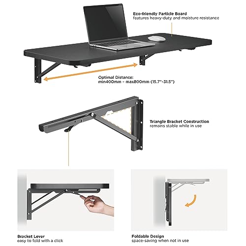 RICOO Shelf Bracket, Premium Heavy Duty Steel Wall Mounted MZ001 L Bracket for Shelves Black, 396x167mm - Image 2