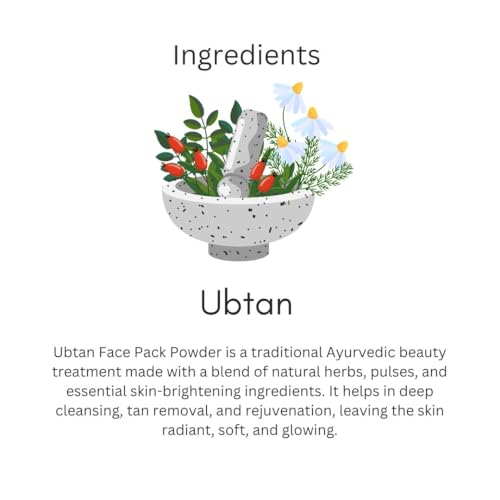 Image of Khadi Ubtan Face Pack Powder 100g | For Breakouts, Tanning & Glowing Skin | With Turmeric, Besan, Rose Water & Sandalwood Powder | Removes Dirt & Impurities | Face Pack for Men & Women