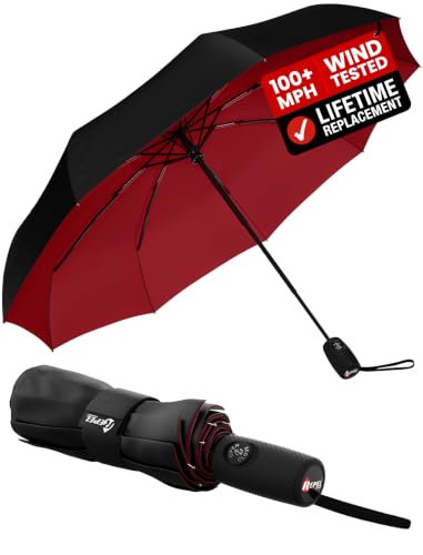 Image of Repel Windproof Travel Umbrella - Compact & Withstands Winds up to 100MPH, Strongest Premium Auto Folding Umbrella for Rain and Sun - Durable, Light & Portable for Women & Men, Fits Backpacks & Cars