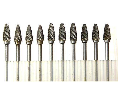 Set de 10 fresas tungsteno 1/4 pulg x 3 mm x 40 mm miniatura 1