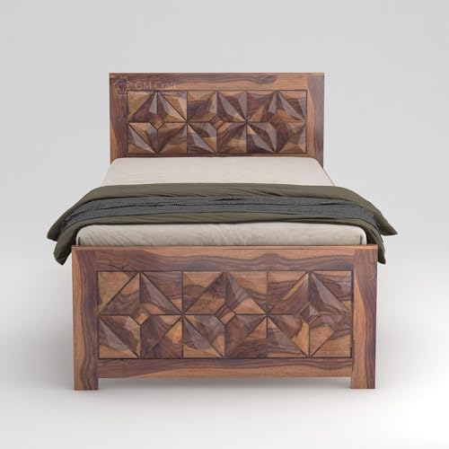 Image of Solid Sheesham Wood Bed 6.5X3 Single Bed Without Storage for Bedroom - Single Cot Wooden BedSingle Size for Living Room Guest Room - 12 Month Warranty (Asher Honey)