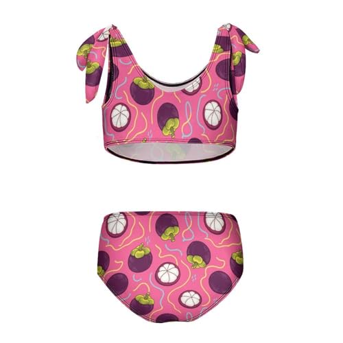 Girls Swimsuit Two Piece Swimwear Mangosteen Fruit Pink Tankini Bikini Set Beach Sport Bathing Suit for Girls2
