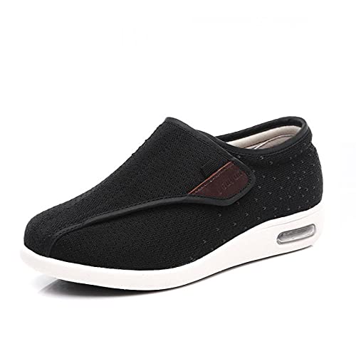 DDTT Gesundheitsschuh für Senioren und Diabetiker,Diabetische Fußschuhe, Mast und weit verstellbare Mutterschuhe-schwarz_42,Unisex Alte Mann Pantoffeln Cover