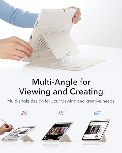 Image of ESR for iPad Air 11 Inch Case M4 /M3 /M2 (2026 /2025 /2024), iPad Air 5th /4th Gen (2022 /2020), Vertical Stand Cover, Multi Stand Angles, Ultra-Stable Case with Pencil Holder, Flip Series, Starlight