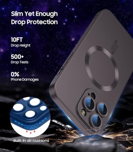 Image of DIZORO Magnetic Case for iPhone 16 Pro Max Case [Compatible with MagSafe][Built-in Camera Lens Protector] Slim Soft Silicone Bumper Shockproof Metallic Luster Back Cover Phone Case (Coffee)