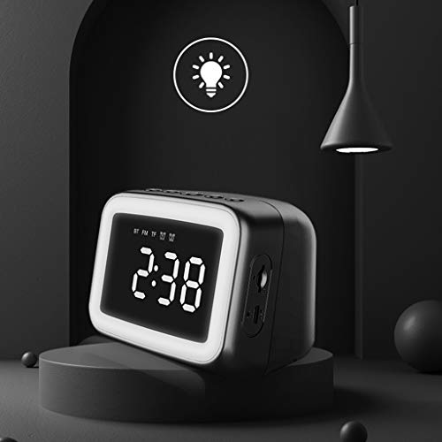 Baoblaze Espelho Display LED Luz Despertador Bluetooth 5.0 - Preto