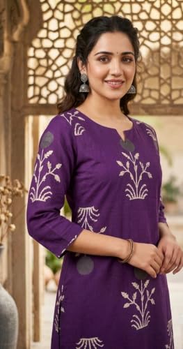 Image of CREATION & YOU Women's Pure Cotton Floral Printed Kurta with Palazzo Pants | Ethnic Set | Kurti Set for Women | Cotton Cord Set for Women