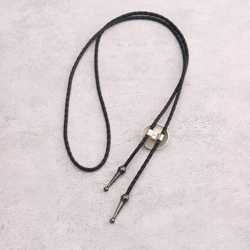 Image of GelConnie Bolo Tie for Men Women Western Cowboy Turquoise Leather Necktie | Natural Stone Bolo Tie Necklace for Women Rodeo Cowboy Leather Necktie Native American Western Cowgirl Ties Adjustable Cord