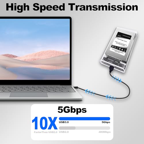 Caja externa para disco duro SATA 2.5" USB 3.0 transparente miniatura 4