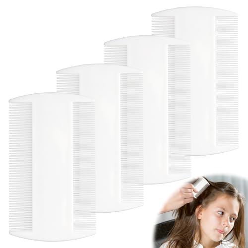 Peine antipiojos y lentas, fácil eliminación para el cabello de niño y adulto, para toda la familia, 4 peines de dientes finos de doble cara, apto para animales, antipulgas y garrapatas para perros y