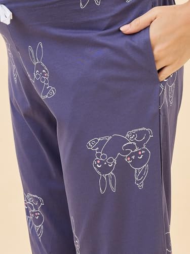 Image of AV2 Women's Cotton Printed Maternity & Feeding Night Suit Set of Top & Relaxed Capri Nursing Night Dress -2123