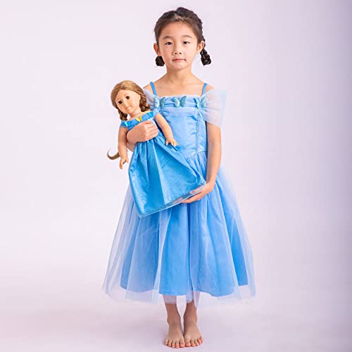 Princess Cinderella Girl Dress up with Matching 18 Inch Doll Dress2