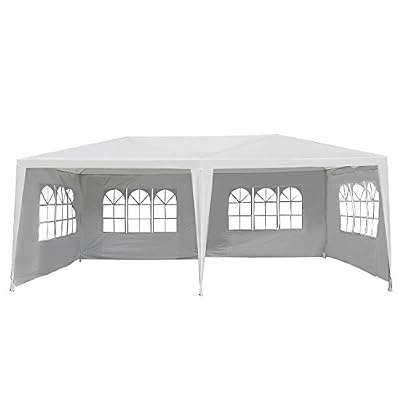 Outsunny 10' x 20' Gazebo Canopy Party Tent w/ 4 Removable Window Side Walls - White