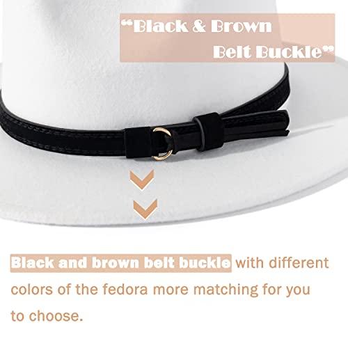 Image of Lisianthus Men & Women Vintage Wide Brim Fedora Hat | Classic Belt Buckle Decor, Adjustable Drawstring, Inner Breathable Sweatband, Timeless Style, Ideal for Travel & Daily