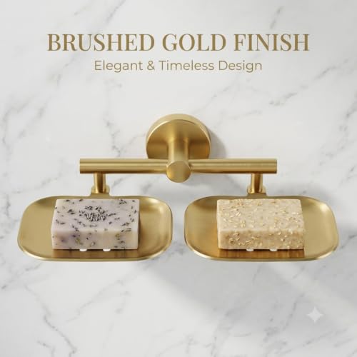 Image of iSTAR Stainless Steel Bathroom Soap Holder - Soap Stand /Soap Dish for Bathroom Accessories, Double (Gold)
