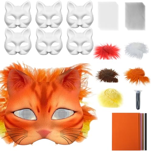 Masque de chat blanc à peindre pour créer un accessoire de costume unique