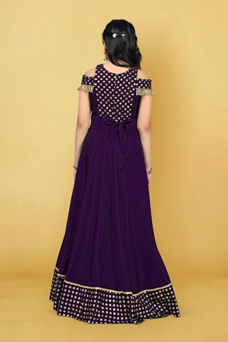 Image of Fashion Dream Girls Silk Blend Floral Printed Dress|Fancy Western Party Gown|Kids Ethnic Dress