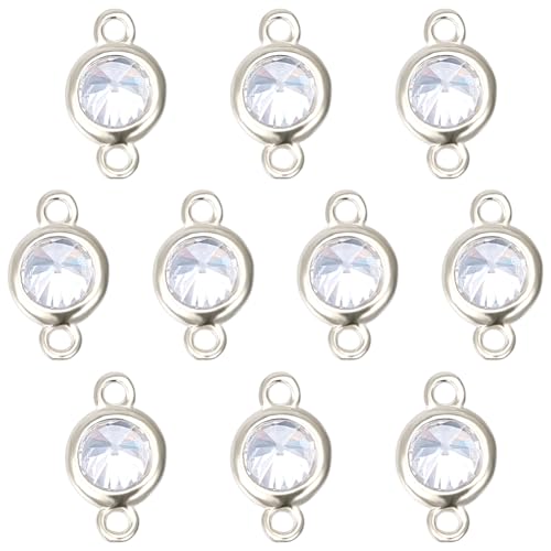 BENECREAT Sterling Silver Zirconia Connector Charms
