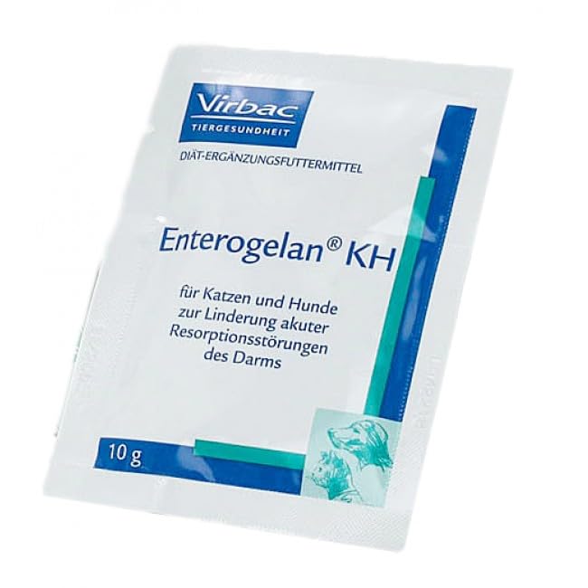 Virbac Enterogelan KH | 50 x 10 g | Diät - Ergänzungsfuttermittel für Hunde und Katzen | Zur Linderung akuter Diarrhoe | Zum Schutz der Darmschleimhaut gegen Bakterien und Toxine
