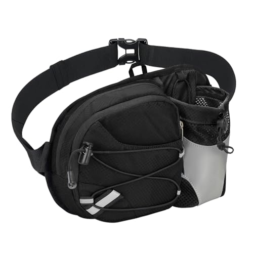 Dosurer Sac Banane de Randonnée avec Porte Bouteille, Sac Ceinture Banane Femme et Homme, Sacoche Banane de Sport Ceinture pour Voyage Cyclisme Course Chien