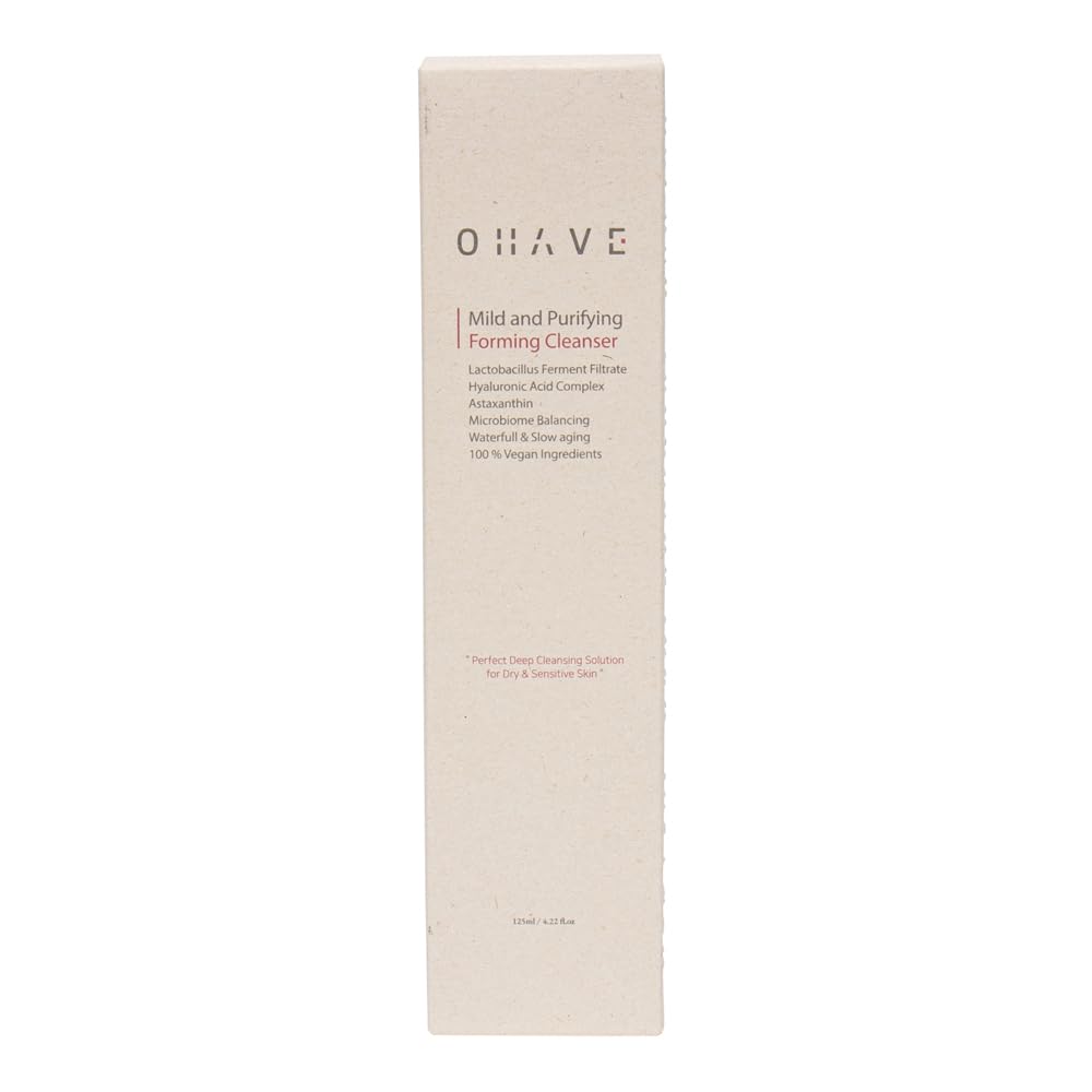 ZIOSTAND OHAVE Mild & Purifying Foaming Cleanser, Gentle Vegan Face Wash with Lactobacillus, Natural Botanical Extracts, Hydrating & Soothing, pH-Balanced, 125ml
