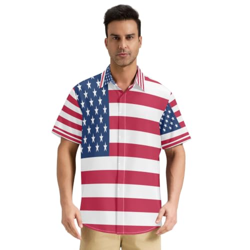 Chemise manches courtes USA GuoChe pour vos barbecues d'été et soirées à thème en taille S
